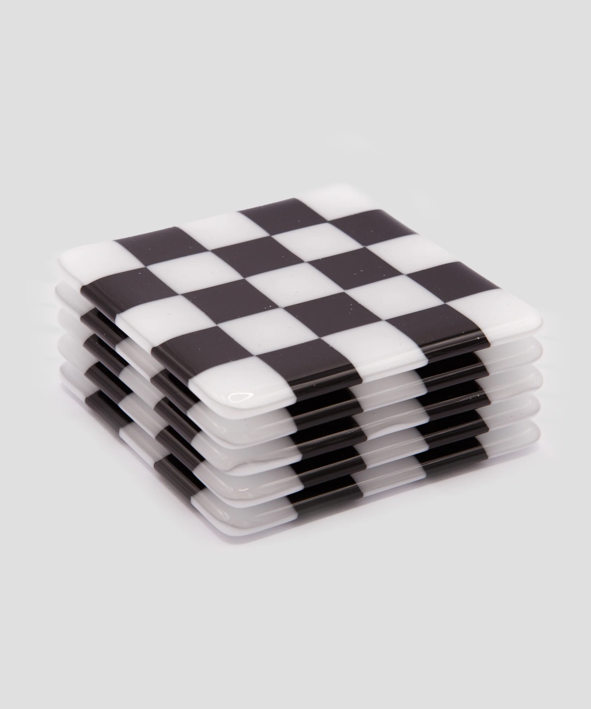Goodwood Black & White Chequerboard Glass Coaster - Image 2