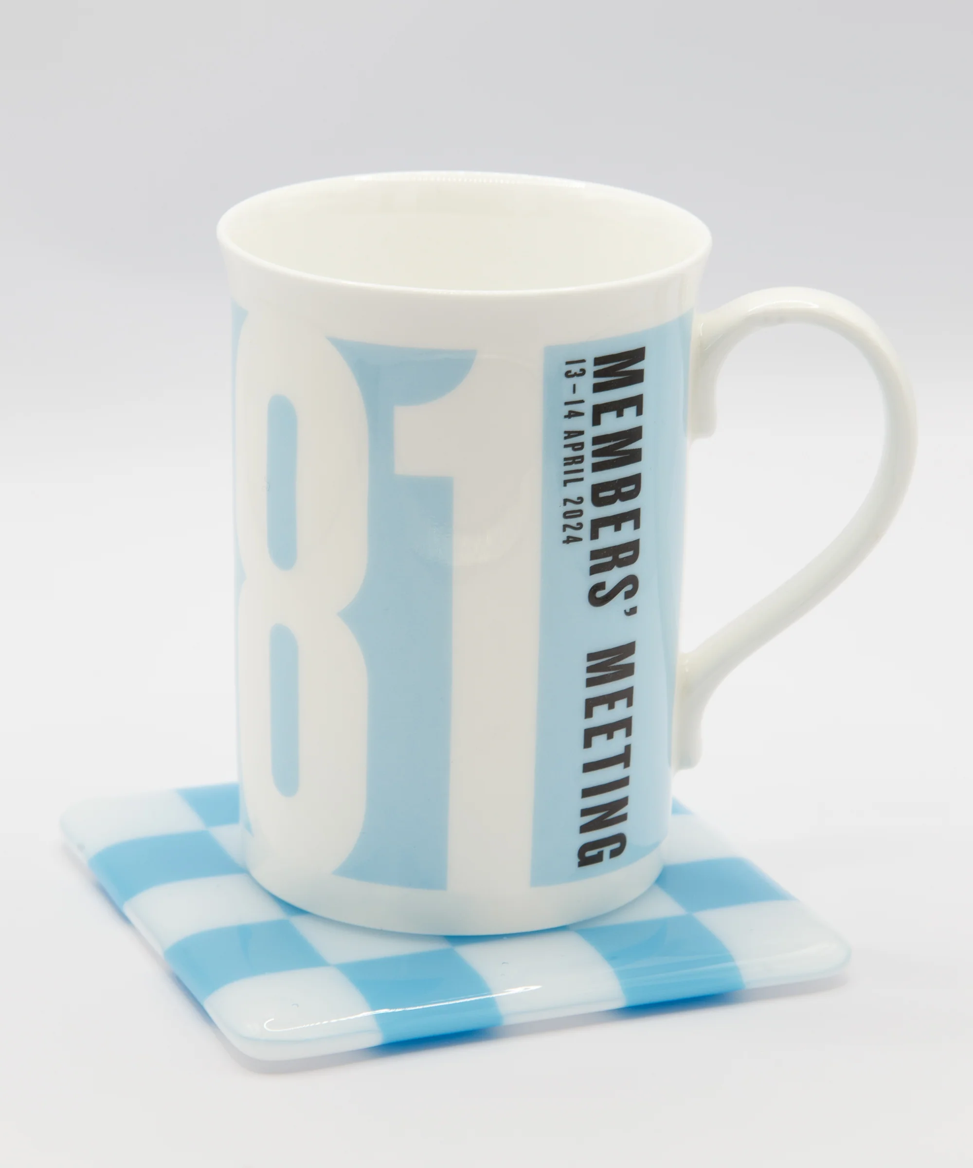Goodwood Blue & White Chequerboard Glass Coaster - Image 3