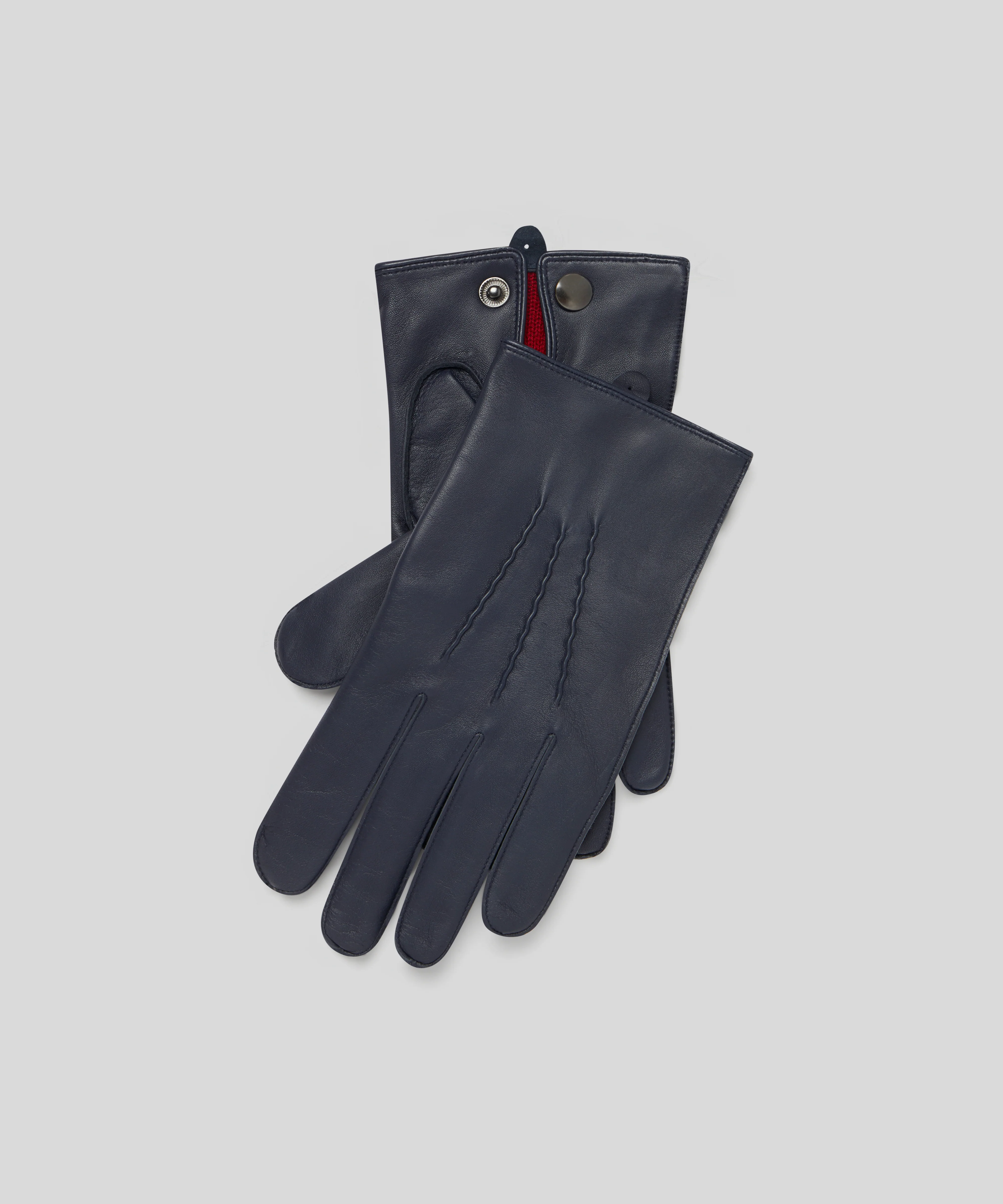Goodwood Three-Point Red Cashmere-Lined Leather Mens Gloves - Image 3