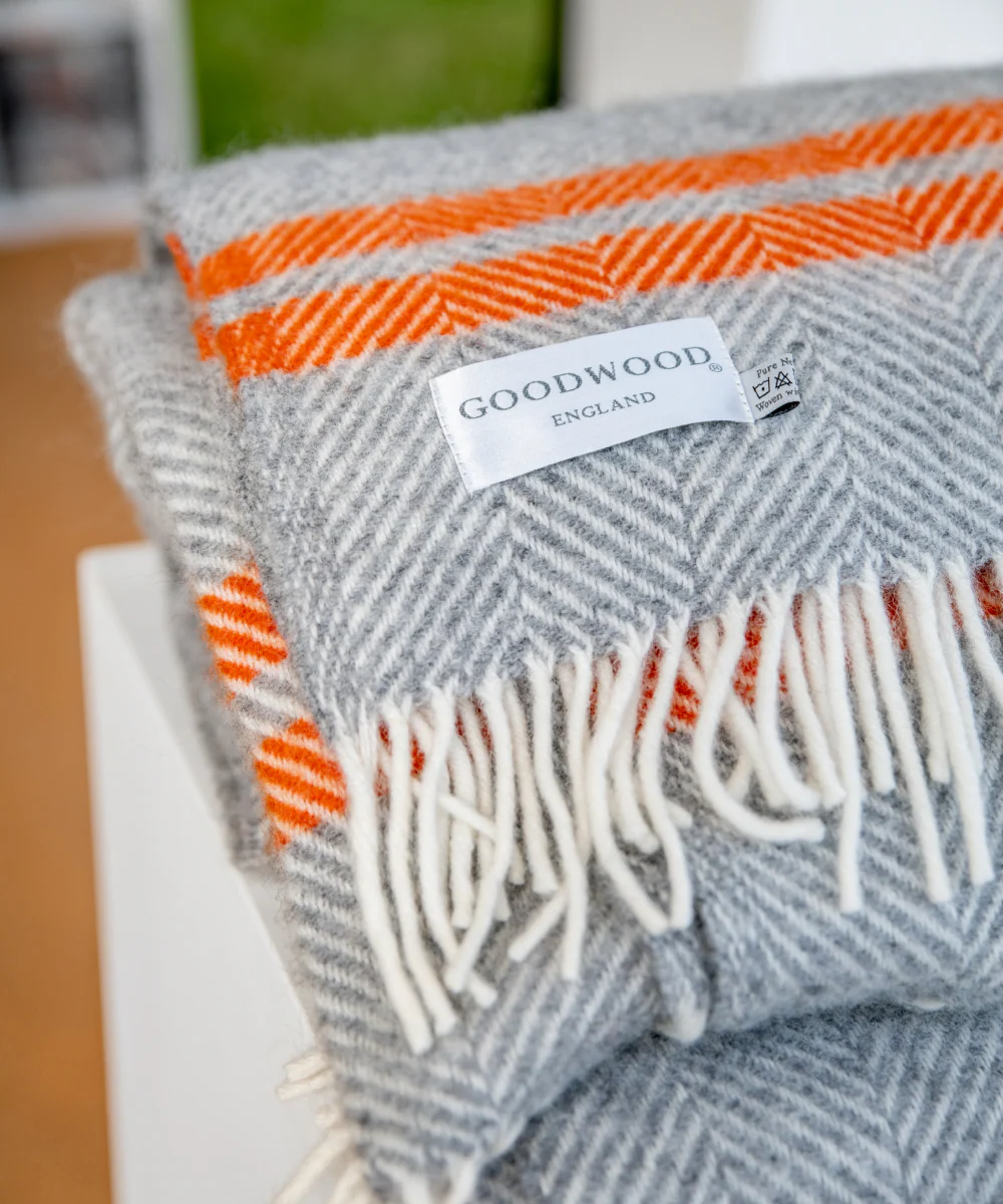 Goodwoof Fishbone Travel Rug Grey & Orange - Image 2